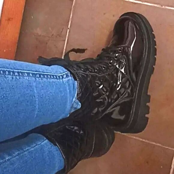 Women's quilted combat boot sz 10.5 - Picture 3 of 14